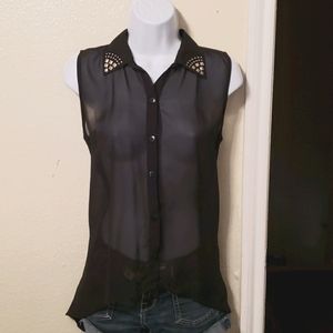 Hi-Lo sheer black blouse
